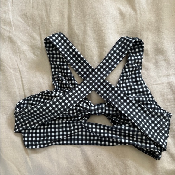Black and White Check Tie Swimsuit Top - Picture 2 of 3